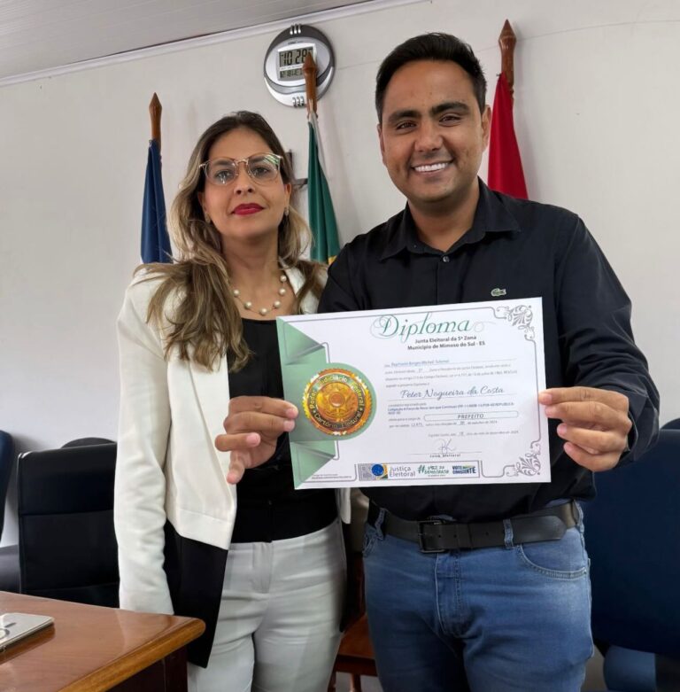 Peter é diplomado em Mimoso do Sul e destaca forte parceria com a câmara