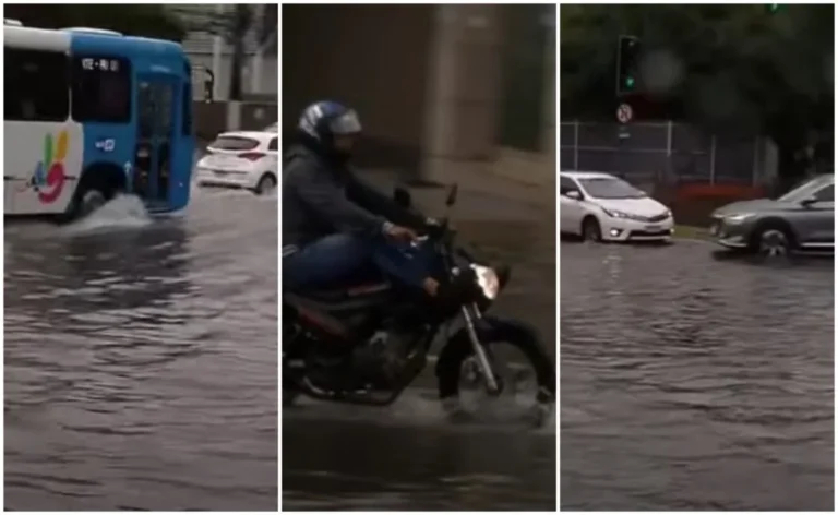 Chuva provoca alagamentos e prejudica o trânsito na capital Vitória