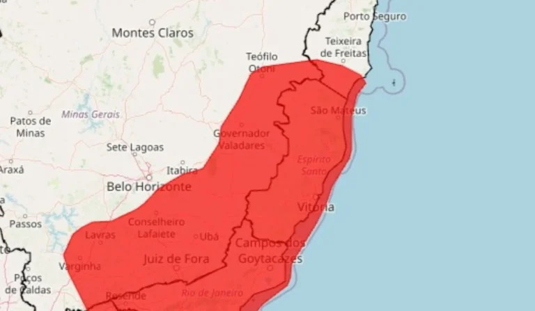 Espírito Santo está em alerta vermelho para alagamentos e deslizamentos até sexta-feira